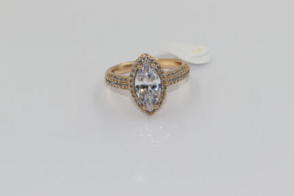 Damen Fingerringe, Edelstahl, Vergoldet, Zirkonia-Weiss, Grösse 52, A11