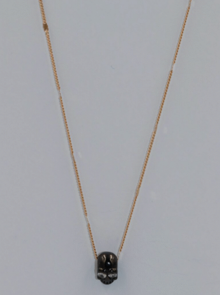 Damen Halskette Edelstahl-Vergoldet, Mit Anhänger Silber, Toten Kopf, Länge 44cm, A58