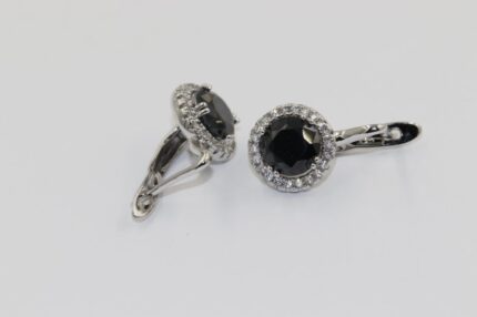 Damen Ohrenringe-Edelstahl-Vergoldet-Weisser-Blauer-Zirkonia, Länge: 2cm, Breite: 9.7mm, A61