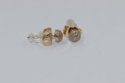 Damen Ohrstecker, Edelstahl ,Vergoldet, Weisse-Zirkonia, Länge:1.5cm, Gr.5mm, A30