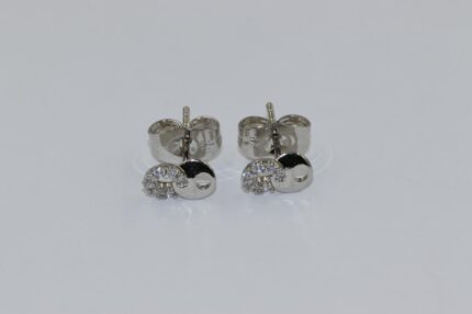 Damen Ohrstecker, Edelstahl, Weisse-Zirkonia, Länge:1.4cm, Gr.5mm, A31