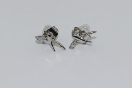 Damen Ohrstecker, Edelstahl , Weisse-Zirkonia, Länge:1.5cm, Gr.13mm, A33