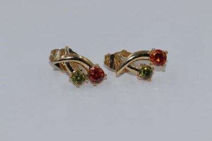 Damen Ohrstecker, Edelstahl ,Vergoldet, Weisse-Zirkonia, Länge:1.5cm, Gr.13mm, A34