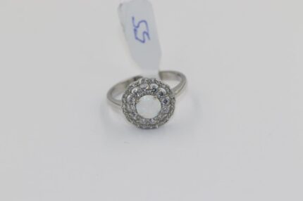 Damen Silberringe, Weisser-Opal-Zirkonia, Grösse 56, A57