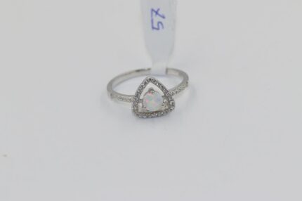 Damen Silberringe, Weisser-Opal-Zirkonia, Grösse 57, A63
