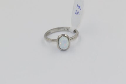 Damen Silberringe, Weisser Opal, Grösse 57, A65
