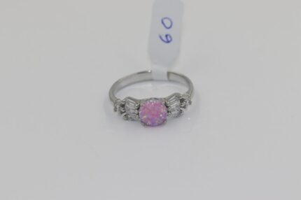 Damen Silberringe, Zirkonia-Weiss-Opal-Rosa, Grösse 60, A77