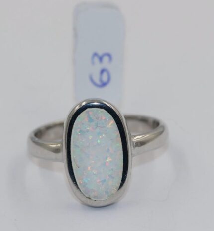 Damen Silberringe, Opal Stein, Grösse 63, A83