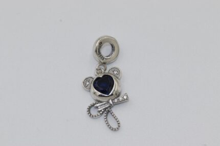 Charm Sterling Silber 925, Herz-Schwarze-Saphir, Zirkonia-weiss, Herz, A28