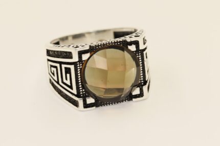 Herren Silberringe mit Stein-Amethyst, Grösse: 65, A22