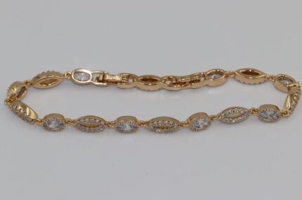 Damen Armband Edelstahl, Vergoldet, Zirkonia Weiss, Länge: 26cm, A24