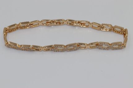 Damen Armband Edelstahl, Vergoldet, Zirkonia Weiss, Länge 18cm, A30