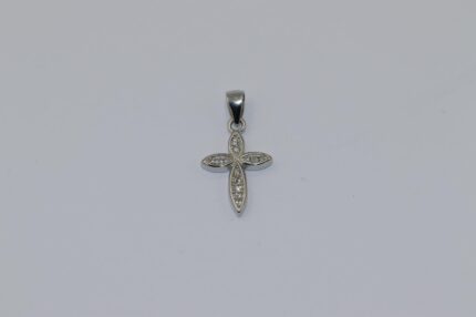 Damen Silber Anhänger für Halskette, Kreuz-Anhänger, Weiss, Zirkonia, A76
