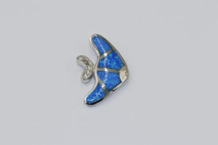 Damen Silber Anhänger für kette, Fische Blau, A82