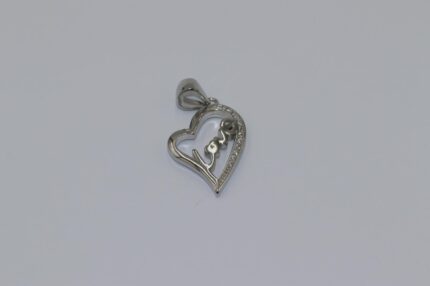 Damen Silber Anhänger für Halskette, Herz-Love-Zirkonia-Weiss, A85