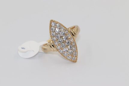 Damen Fingerringe, Edelstahl, Vergoldet, Wasserfest, Zirkonia-Weiss, Grösse 57, A120