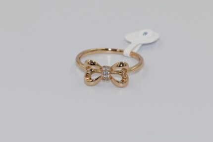 Damen Fingerringe, Edelstahl, Vergoldet, Wasserfest, Zirkonia-Weiss, Grösse 57, A122