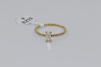 Damen Fingerringe, Edelstahl, Vergoldet, Wasserfest, Zirkonia-Weiss, Grösse 57, A123