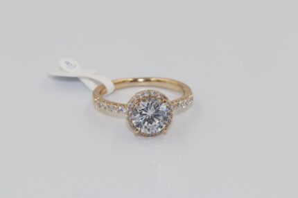 Damen Fingerringe, Edelstahl, Vergoldet, Wasserfest, Zirkonia-Weiss, Grösse 57, A124