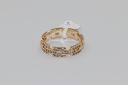 Damen Fingerringe, Edelstahl, Vergoldet, Wasserfest, Zirkonia-Weiss, Grösse 57, A129