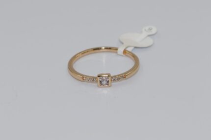 Damen Fingerringe, Edelstahl, Vergoldet, Wasserfest, Zirkonia-Weiss, Grösse 60, A131