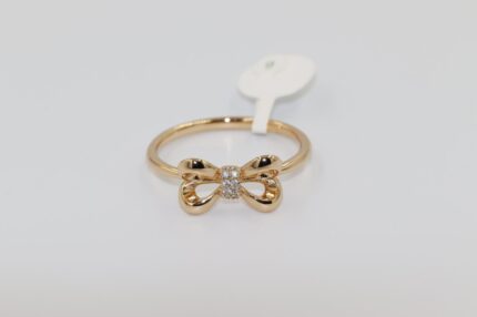 Damen Fingerringe, Edelstahl, Vergoldet, Wasserfest, Zirkonia-Weiss, Grösse 60, A139