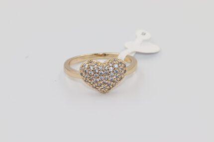 Damen Fingerringe, Edelstahl, Vergoldet, Wasserfest, Zirkonia-Weiss, Grösse 60 A143