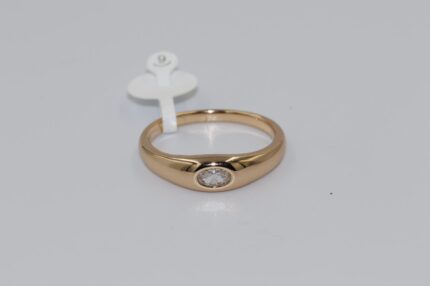 Damen Fingerringe, Edelstahl, Vergoldet, Wasserfest, Zirkonia-Weiss, Grösse 60, A166