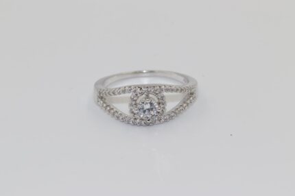 Damen Fingerringe, Edelstahl, Wasserfest, Zirkonia-Weiss, Grösse 60, A167.2