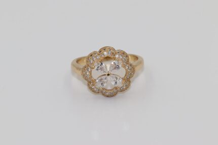 Damen Fingerringe, Edelstahl, Vergoldet, Wasserfest, Zirkonia-Weiss, Grösse 57, A180
