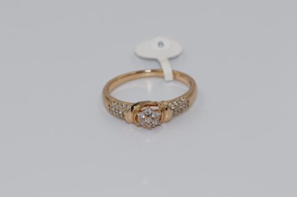 Damen Fingerringe, Edelstahl, Vergoldet, Wasserfest, Zirkonia-Weiss, Grösse 57, A184