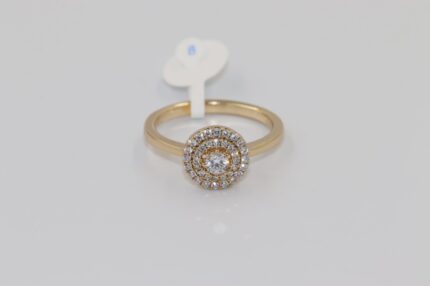 Damen Fingerringe, Edelstahl, Vergoldet, Wasserfest, Zirkonia-Weiss, Grösse 57, A187