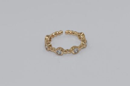 Damen Fingerringe, Edelstahl, Vergoldet, Verstellbar, Zirkonia, Grösse 52, A218