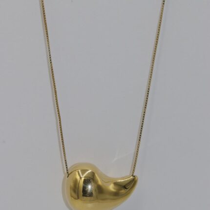 Damen Halskette Silber 925, Vergoldet, Venezianer-kette mit Wasser Tropfen-Anhänger, Ca.40x80mm, Kette-Länge: 40-42cm, NH16