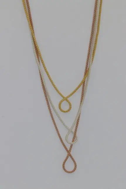 Damen Halskette Silber 925, Schlangen Ketten, Tricolor Länge: 44-48-50cm, NH5